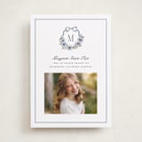 "Floral Crest" - Graduation Announcements in Cornflower by Laura Hankins - Front