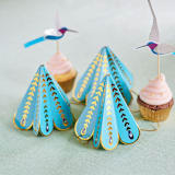 "Tropical Mini Party Hats, Peacock - Pack of 8" - Party Hats in blue by MA FÊTE