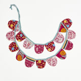 "Kantha Scallop Banner - No. 240207" - Party Hanging Decor in pink by Anchal