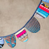 "Kantha Scallop Banner - No. 240207" - Party Hanging Decor in pink by Anchal