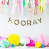 "Gold Say Everything Garland Set" - Party Hanging Decor in gold by Jollity and Co