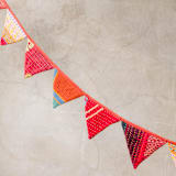 "Kantha Pennant Banner - No. 240203" - Party Hanging Decor in green by Anchal