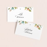 "Floral Ampersand" - Place Cards in Sea Breeze by Jennifer Wick - Front with Free Guest Printing
