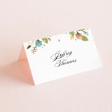 "Floral Ampersand" - Place Cards in Sea Breeze by Jennifer Wick - Folded with Free Guest Printing