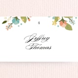 "Floral Ampersand" - Place Cards in Sea Breeze by Jennifer Wick - Detail