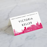"Skyline-San Francisco" - Place Cards in Fuchsia by Laura Condouris - Folded with Free Guest Printing