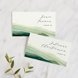 "Flow" - Place Cards in Emerald by Three Kisses Studio - Front with Free Guest Printing