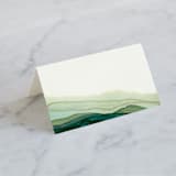 "Flow" - Place Cards in Emerald by Three Kisses Studio - Blank front