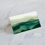 "Flow" - Place Cards in Emerald by Three Kisses Studio - Folded Back of Card