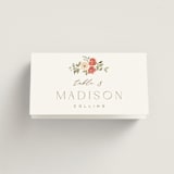 "Roses Crest" - Place Cards in Pomegranate by Everett Paper Goods - Folded with Free Guest Printing