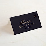 "Monogram a la Mode" - Place Cards in Midnight by Hooray Creative - Folded with Free Guest Printing