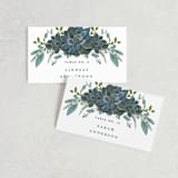 "Echeveria" - Place Cards in Prussian Blue by Susan Moyal - Front with Free Guest Printing