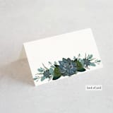 "Echeveria" - Place Cards in Prussian Blue by Susan Moyal - Folded Back of Card