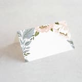 "Peony Floral Frame" - Place Cards in Cornflower by Alethea and Ruth - Blank front