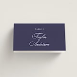 "Blooming Crest" - Place Cards in Plum by Cass Loh - Folded with Free Guest Printing