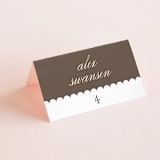 "Sweet scallop" - Place Cards in Taupe by Annie Clark - Folded with Free Guest Printing