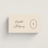 "Script and Monogram" - Place Cards in Sand by Carolyn MacLaren - Front with Free Guest Printing