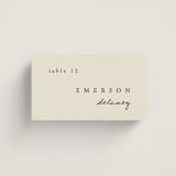 "Simply" - Place Cards in Linen by Brianne Larsen - Front with Free Guest Printing