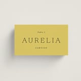 "Antique Ribbon" - Place Cards in Citrine by Olivia Kanaley Inman - Front with Free Guest Printing