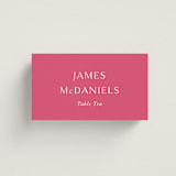 "Everlasting" - Place Cards in Carnation by Jennifer Postorino - Front with Free Guest Printing