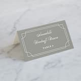 "Framed Details" - Place Cards in Pebble by Kimberly FitzSimons - Folded with Free Guest Printing