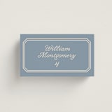 "Bevel Monogram" - Place Cards in French Blue by Carolyn MacLaren - Front