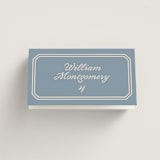 "Bevel Monogram" - Place Cards in French Blue by Carolyn MacLaren - Folded with Free Guest Printing