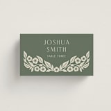 "Floral Diamond" - Place Cards in Eucalyptus by Katharine Watson - Front with Free Guest Printing