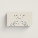"Embroidered" - Place Cards in Dusty Blue by Jen Owens - Front with Free Guest Printing