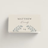 "Embroidered" - Place Cards in Dusty Blue by Jen Owens - Folded with Free Guest Printing