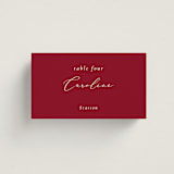 "Bow" - Place Cards in Crimson by Corinne Malesic - Front with Free Guest Printing