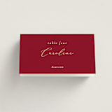 "Bow" - Place Cards in Crimson by Corinne Malesic - Folded with Free Guest Printing