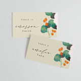 "Floral Splash" - Place Cards in Wheat by Keen Peachy - Front with Free Guest Printing