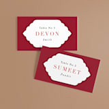 "Jaipur" - Place Cards in Ruby by Mansi Verma - Front with Free Guest Printing