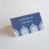 "Calcutta Stamp" - Place Cards in Azure by Oma N. Ramkhelawan - Folded with Free Guest Printing