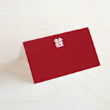 "Double Happiness Seal" - Place Cards in Carmine by Lori James - Blank front
