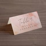 "Delicate brushstrokes" - Place Cards in Blush by Lucrecia Caporale - Folded with Free Guest Printing