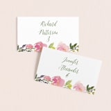 "Watercolor Floral" - Place Cards in Olive by Yao Cheng Design - Front with Free Guest Printing