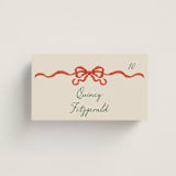 "Whimsical Hand Illustrated Crest" - Place Cards in Tomato by Jackie Crawford - Front