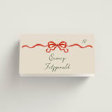 "Whimsical Hand Illustrated Crest" - Place Cards in Tomato by Jackie Crawford - Folded with Free Guest Printing