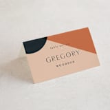 "Bold Geometric" - Place Cards in Terracotta by Morgan Kendall - Folded with Free Guest Printing