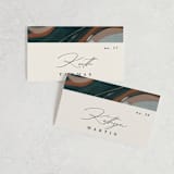 "Love Story" - Place Cards in Turquoise by Kate Ahn - Front with Free Guest Printing