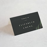 "Modern Leaves" - Place Cards in Smoked by Shannon Chen of Four Wet Feet Studio - Folded with Free Guest Printing