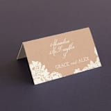 "Lace and Kraft" - Place Cards in Kraft by Katharine Watson - Folded with Free Guest Printing