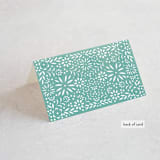 "Fiesta Folk Art" - Place Cards in Lagoon by root beer float - Folded Back of Card