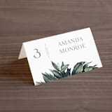 "Vintage Botanicals" - Place Cards in Sage by GeekInk Design - Folded with Free Guest Printing