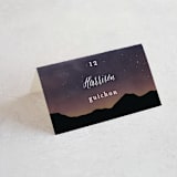 "Starry Skies" - Place Cards in Twilight by Kelly Schmidt - Folded with Free Guest Printing