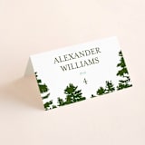 "Mountain View" - Place Cards in Pine green by Ariel Rutland - Folded with Free Guest Printing