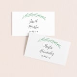 "Painted Leaves" - Place Cards in Evergreen by Olivia Raufman - Front with Free Guest Printing