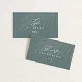 "Faded Palm" - Place Cards in Mist by Lauren Chism - Front with Free Guest Printing